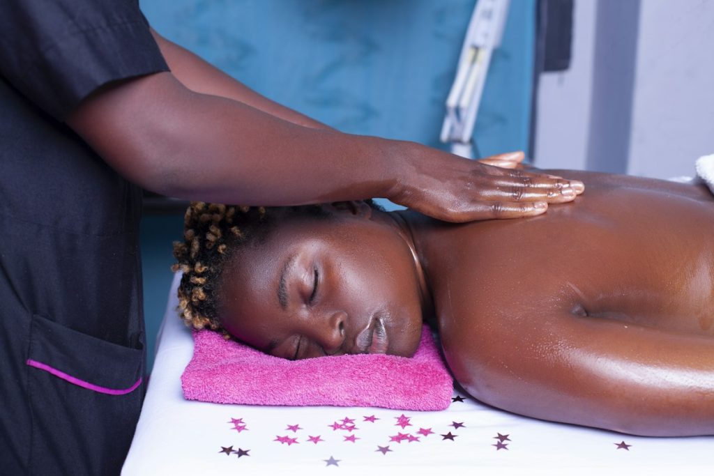 Full body massage: woman enjoying a relaxing back massage