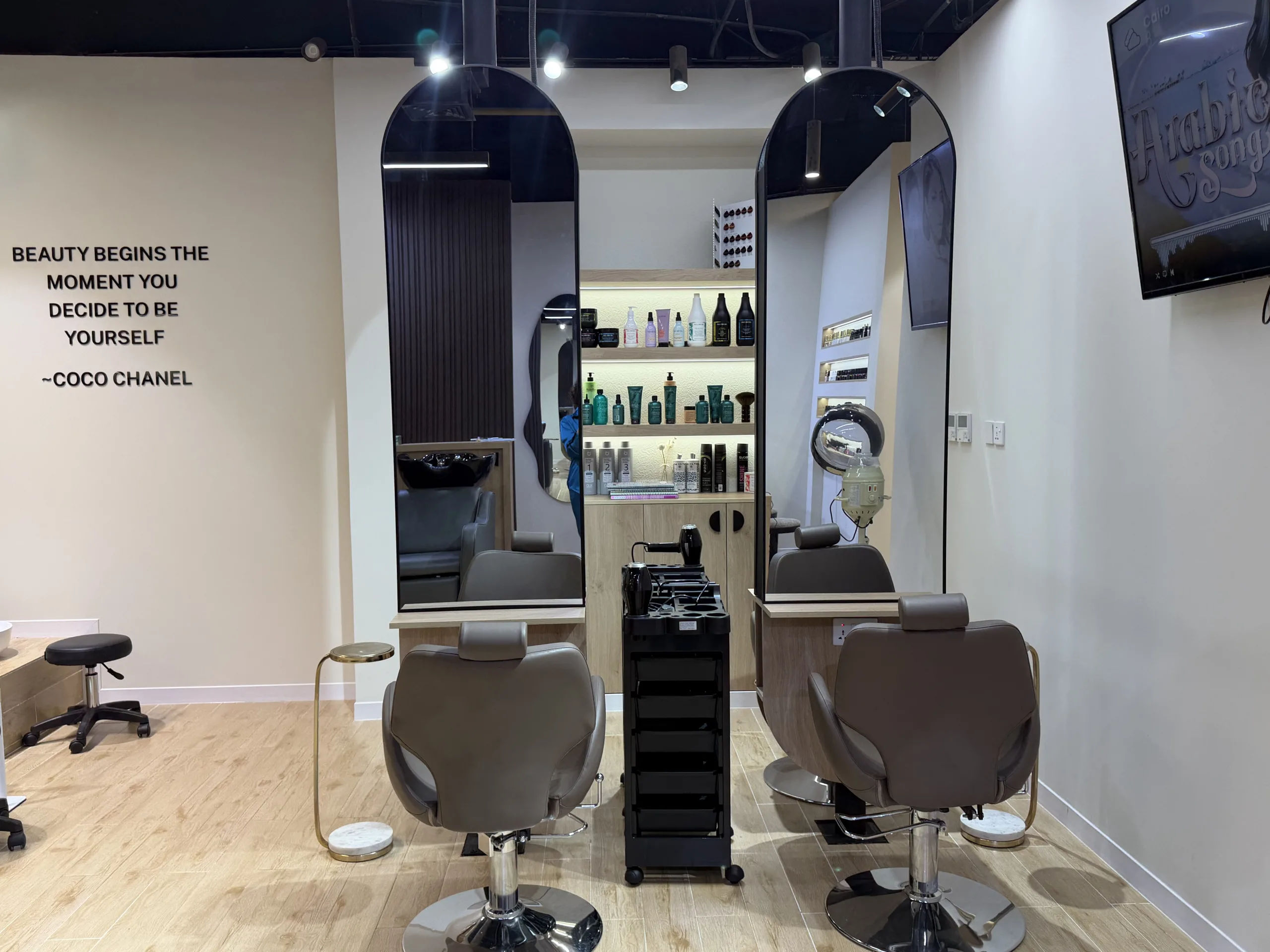 Inside the salon at VOG Beauty Salon in Majan, Dubai